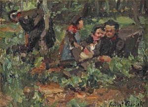 Children Playing In A Garden by Otto Willem Albertus Roelofs