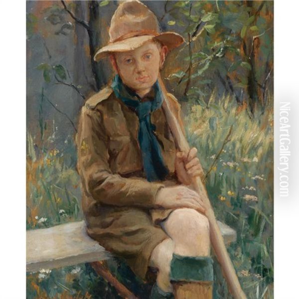 A Portrait Of Rene Strauss In A Scouting Uniform - view 1