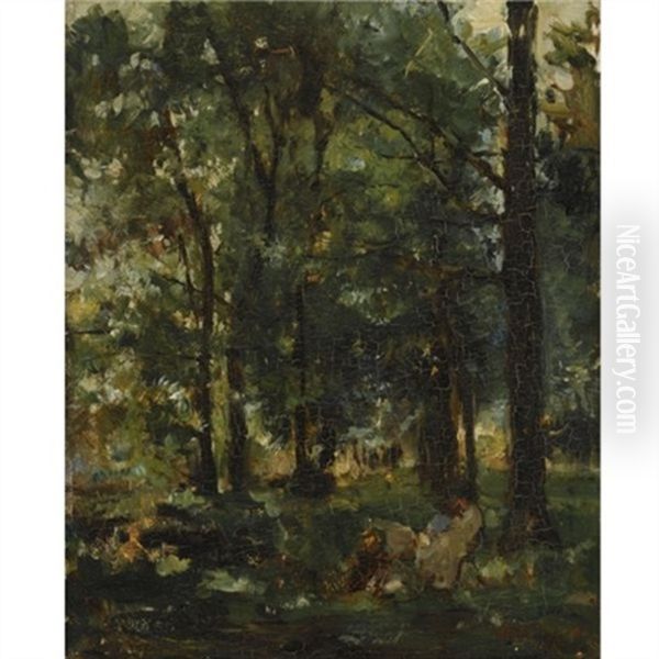Resting Figures In A Forest Landscape - view 1