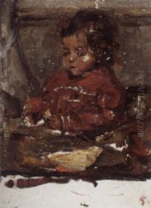 Portrait Of Albertine Roelofs In A Chair by Otto Willem Albertus Roelofs