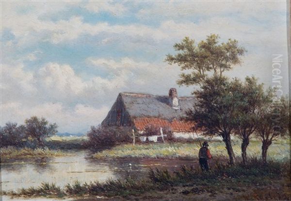 Dutch Landcape With Fisherman - view 1