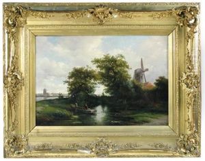 Dutch Canal Scene by Willem Roelofs