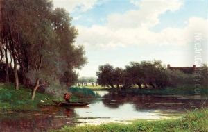 Boer In Bootje Aan De Slootkant