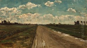 Dutch Landscape With Clouds Near Kostverloren, Near Leidschendam