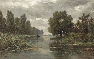 A Sailing Vessel On Calm Water by Willem Roelofs