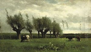 Wilgenrij - Cattle Grazing Near Willows by Willem Roelofs