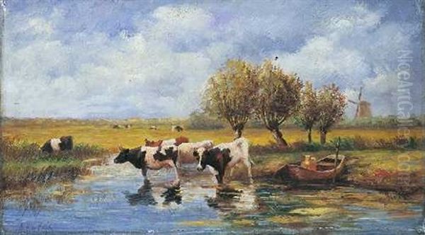 Landschaft Mit Teich Und Kuhen - view 1