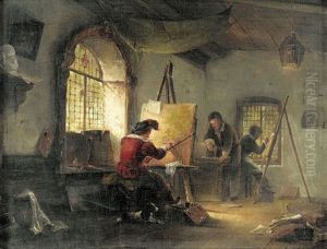 Atelierinterieur by Willem Roelofs