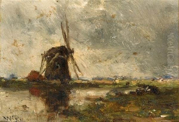 Watering Cows (+ A Windmill In A Polder Landscape; Pair) - view 1