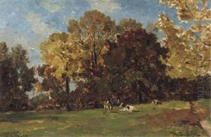 Huis Te Voorn - Cattle In A Meadow Near Utrecht by Willem Roelofs