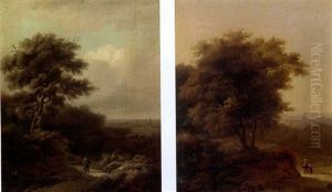 Travellers On A Wooded Track (+ Another Similar; Pair) Travellers On A Wooded Track (+ Another Similar; Pair)