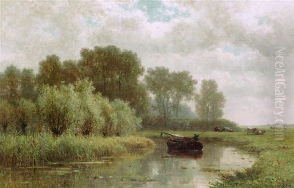 A Figure In A Boat On The Gein - view 1