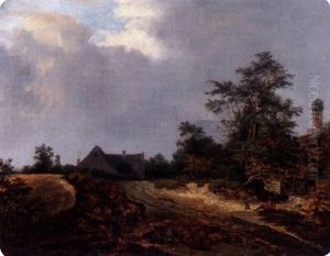 Landskap Med Vilande Man Vid Hund by Willem Roelofs