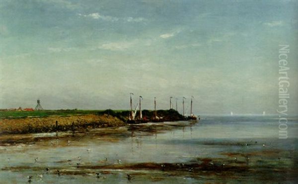 A View Of The Zuiderzee With Moored Sailing Boats - view 1