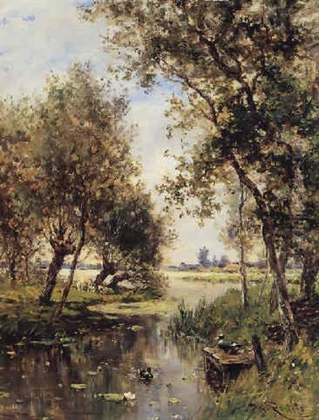 Landschap Met Grazende Schapen Onder De Bomen - view 1