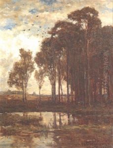 A Forest Pool At Sunset by Willem Roelofs