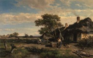 Hollandische Weidelandschaft Mit Bauernkaten by Willem Roelofs