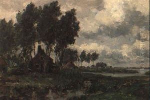 Cottages By A Canal by Willem Roelofs