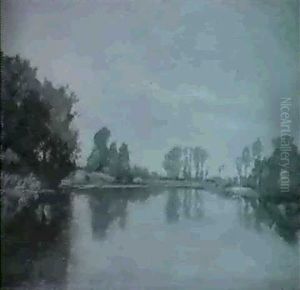Baumbestandene Flusslandschaft by Willem Roelofs