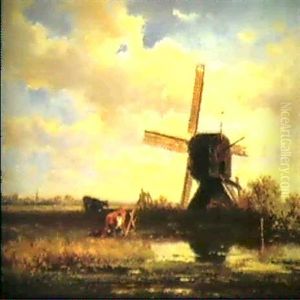 Vaches Dans Un Pre Pres D'un Moulin by Willem Roelofs