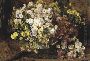 A Flower Still Life With Chrysanthemums by Willem Elisa Roelofs