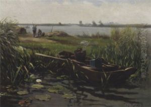 Figures At Work In A Polder Landscape
