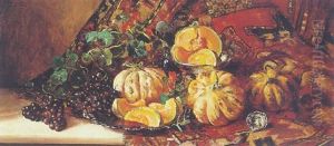 Still Life Of Grapes And Melons