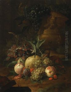 A Still Life Of Fruit In Front Of A Stone Vase by Coenraet Roepel