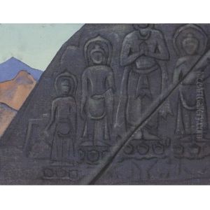 Rock Relief Of Buddha by Nikolai Konstantinovich Roerich