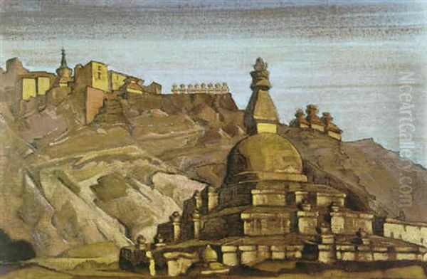 Temple And Hillside Fort, Tibet - view 1