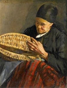 Korbflechterin by August Roeseler