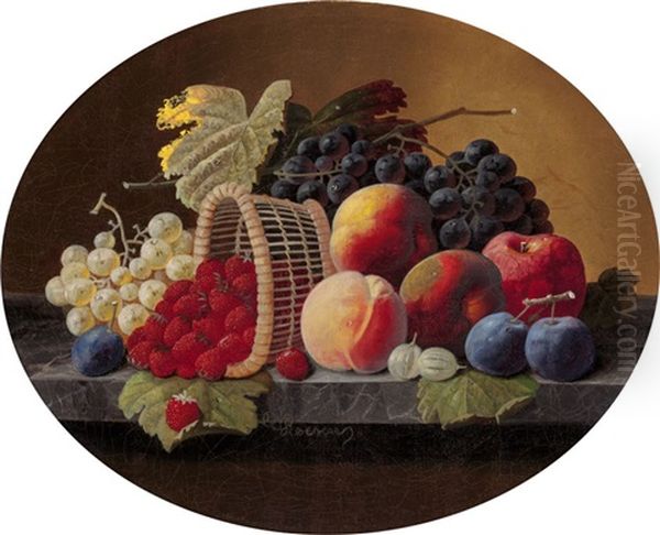 Still Life With Peaches, Grapes And Basket Of Strawberries - view 1