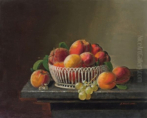 Peaches And Grapes In A Basket - view 1