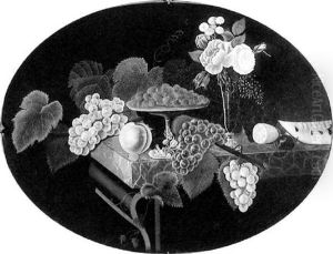 Still Life Of Fruit And Flowers On A Classical Marble-top Pier Table by Severin Roesen