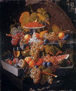 A Still Life With Fruit And A Glass Of Wine