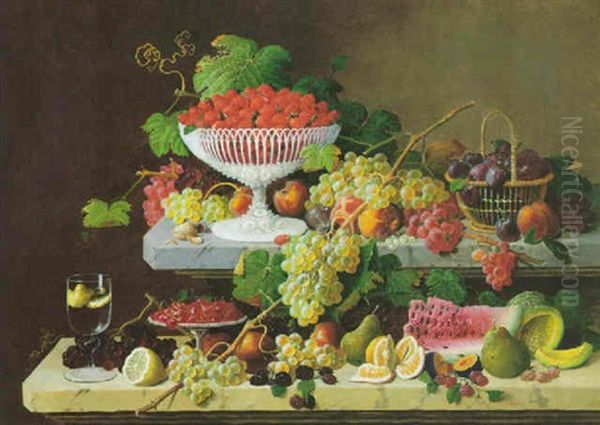 Still Life With Fruit And Strawberries In A Porcelain Compote - view 1
