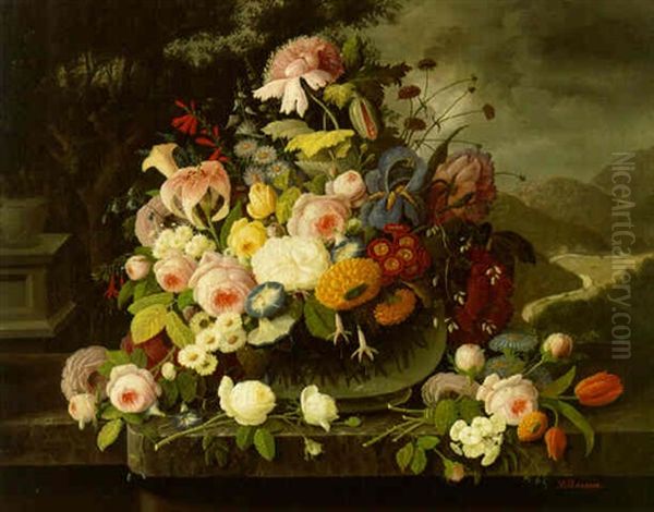 Still Life With Flowers In A Landscape - view 1