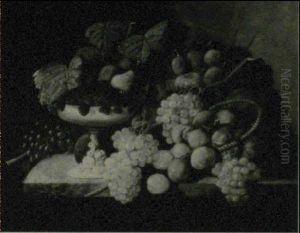 Succulent Still Life With Strawberries, Grapes And Fruit