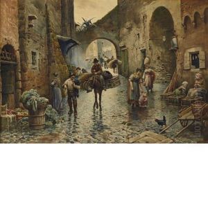 Roman Street Scene by Ettore Roesler Franz