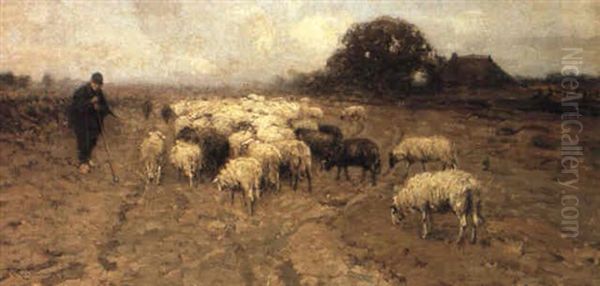 Herder Met Schapen In Landschap Te Dresden - view 1
