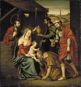 The Adoration Of The Magi by Nicolas, Le Pere Borras