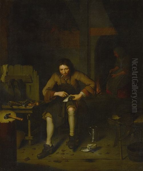 Portrait Of A Cobbler, Full Length, In His Workshop - view 1