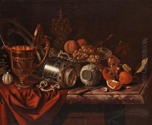 Still Life With Fruits, A Knife And Trophies by Pieter Gerritsz van Roestraten