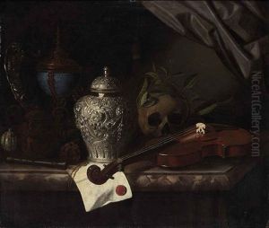Violin, A Skull Draped With Laurel Branches, A Silver Ginger Jar, A Recorder, A Letter With A Red Seal, A Silver Gilt Hardstone Cup And A Silver Dish...
