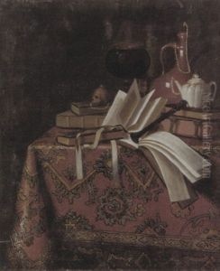 Stilleben Mit Buchern, Noten, Einer Flote Und Einem Tabakgefass Auf Einer Perserdecke Stilleben Mit Buchern, Noten, Einer Flote Und Einem Tabakgefass Auf Einer Perserdecke