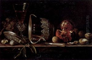 Stilleben Mit Silbergefas Und Fruchten