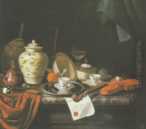 Nature Morte Aux Pieces De Porcelaine Et Violon