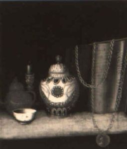 Still Life With A Teapot And Cup, A Candlestick, A Covered Jar...