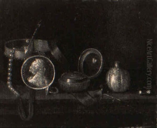 Jewels In A Box, A Fob Watch, Snuff Bottle And Ring On A Table - view 1