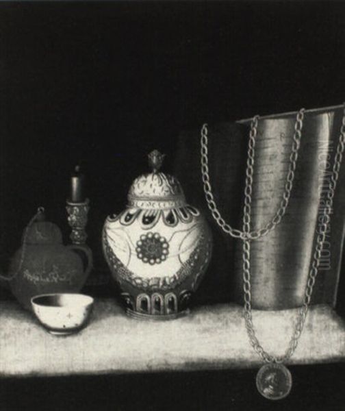 Still Life With Teapot, Cup, Candlestick And Covered Jar - view 1